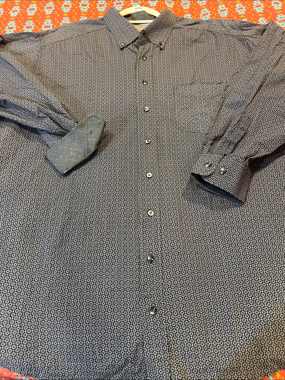 PANHANDLE Men's Long-Sleeve Geo Print Dress Shirt in Gray